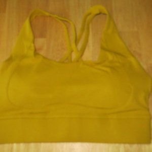 Lykoxa Strappy Sports Bra w/Removable Cups, Gold, Small